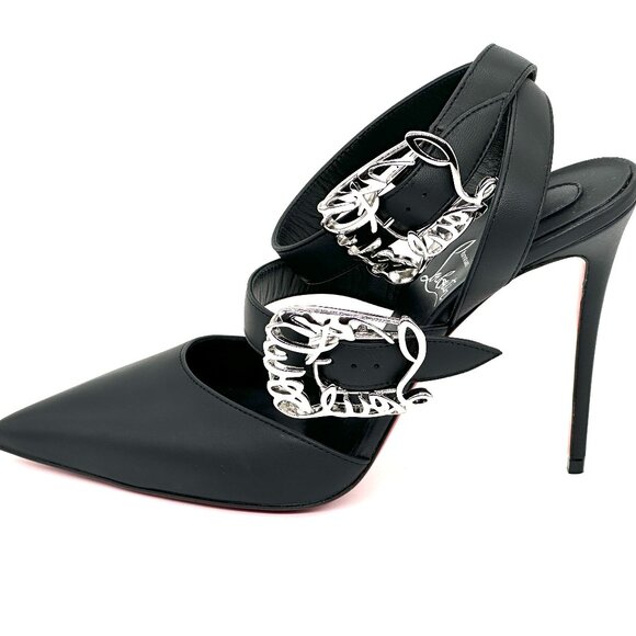 Christian Louboutin GIDDYLINA 100 Buckled Leather Sandals Heels Pumps - Picture 7 of 16